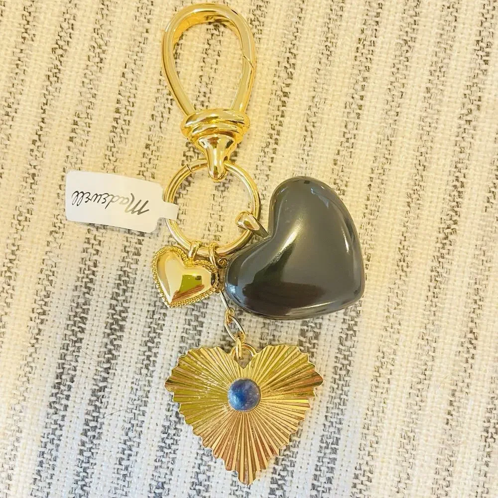 Madewell Heart Cluster Bag Charm | Brass w/ Lapis | 2